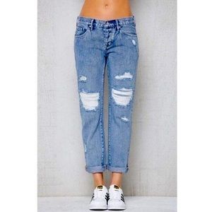 PacSun Boyfriend Distressed Button Fly Crop 27